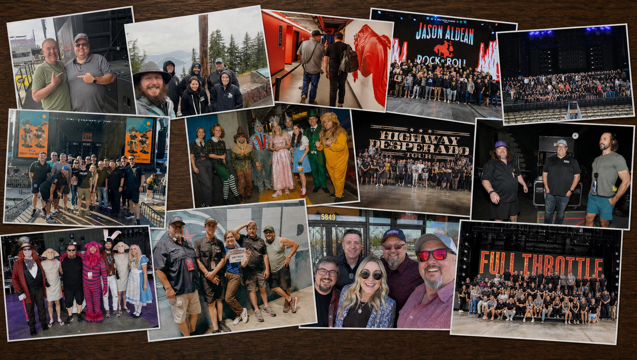 Collage of tour crew and artist photos over the years